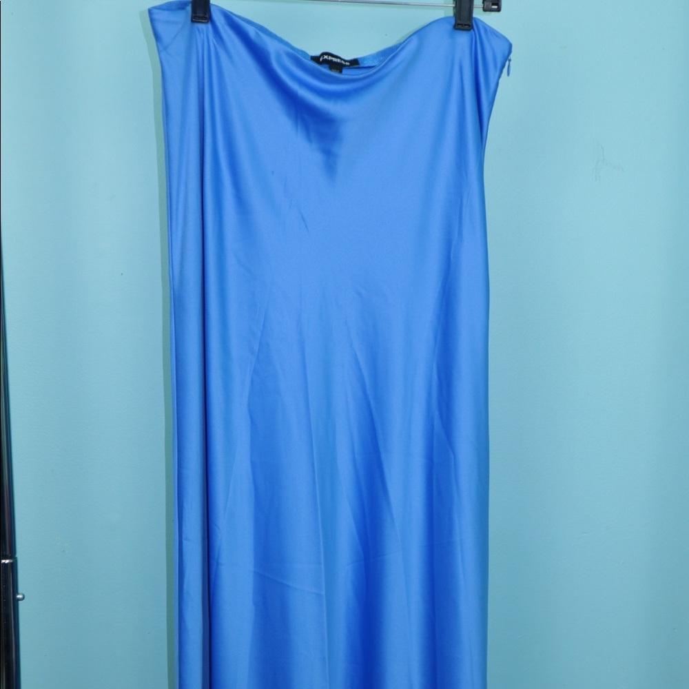 EXPRESS Blue Maxi Slip Skirt